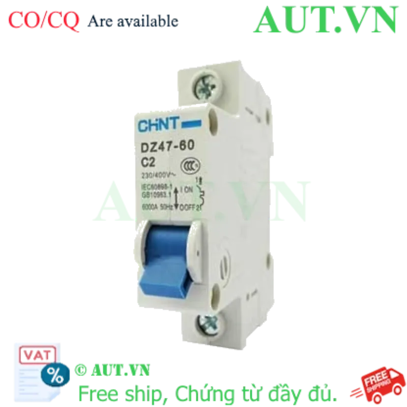 Ảnh của Aptomat cài (MCB) CHINT DZ47-60 C2-1P-6kA 