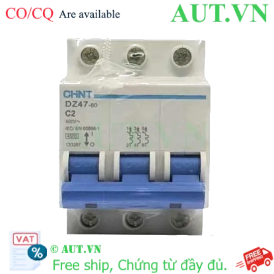 Ảnh của Aptomat cài (MCB) CHINT DZ47-60 C2-3P-4.5kA 