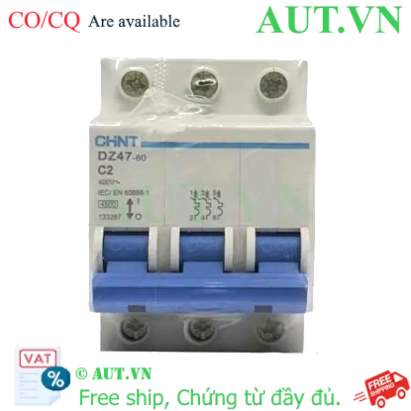 Ảnh của Aptomat cài (MCB) CHINT DZ47-60 C2-3P-4.5kA 