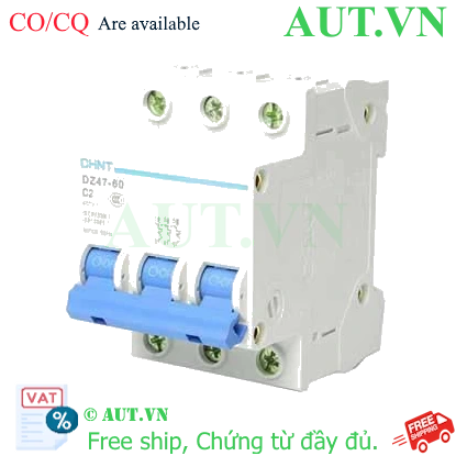Ảnh của Aptomat cài (MCB) CHINT DZ47-60 C2-3P-6kA 