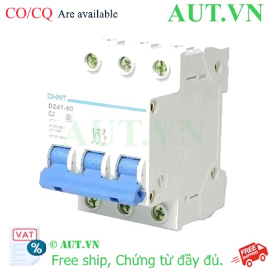 Ảnh của Aptomat cài (MCB) CHINT DZ47-60 C2-3P-6kA 