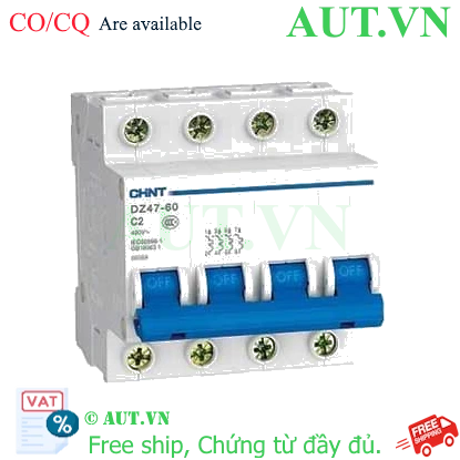 Ảnh của Aptomat cài (MCB) CHINT DZ47-60 C2-4P-3kA 