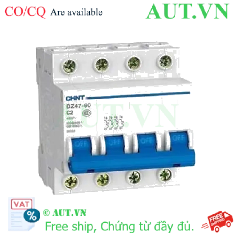 Ảnh của Aptomat cài (MCB) CHINT DZ47-60 C2-4P-6kA 