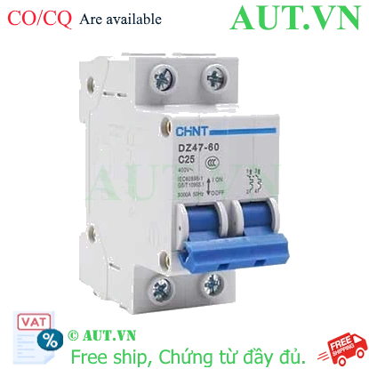 Ảnh của Aptomat cài (MCB) CHINT DZ47-60 C25-2P-3kA 