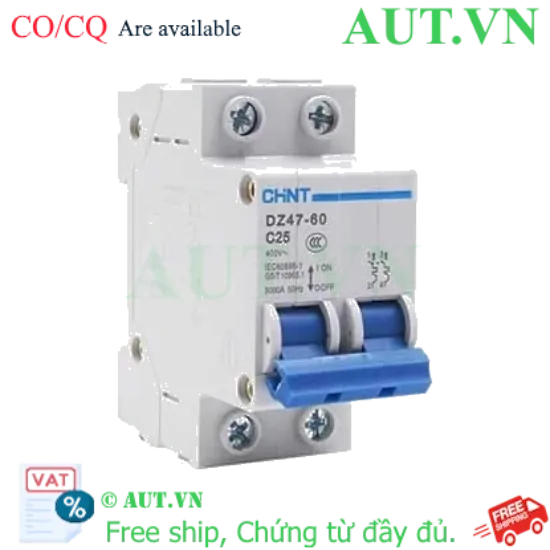 Ảnh của Aptomat cài (MCB) CHINT DZ47-60 C25-2P-3kA 