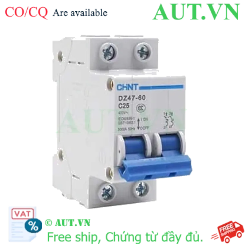 Ảnh của Aptomat cài (MCB) CHINT DZ47-60 C25-2P-3kA 