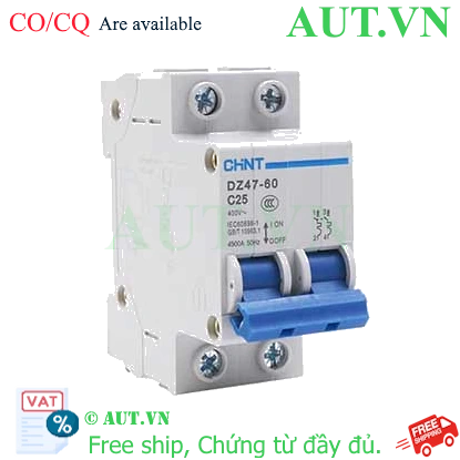 Ảnh của Aptomat cài (MCB) CHINT DZ47-60 C25-2P-4.5kA 