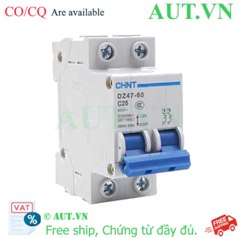 Ảnh của Aptomat cài (MCB) CHINT DZ47-60 C25-2P-4.5kA 