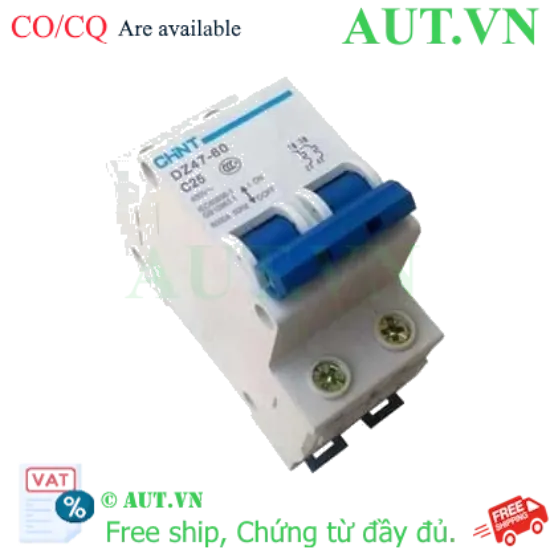 Ảnh của Aptomat cài (MCB) CHINT DZ47-60 C25-2P-6kA 
