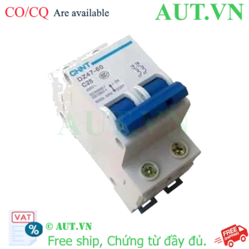 Ảnh của Aptomat cài (MCB) CHINT DZ47-60 C25-2P-6kA 