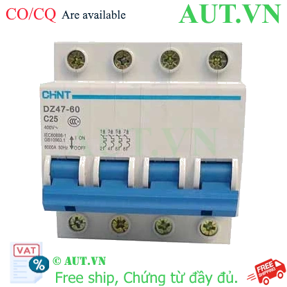Ảnh của Aptomat cài (MCB) CHINT DZ47-60 C25-4P-6kA 