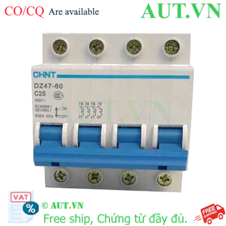 Ảnh của Aptomat cài (MCB) CHINT DZ47-60 C25-4P-6kA 