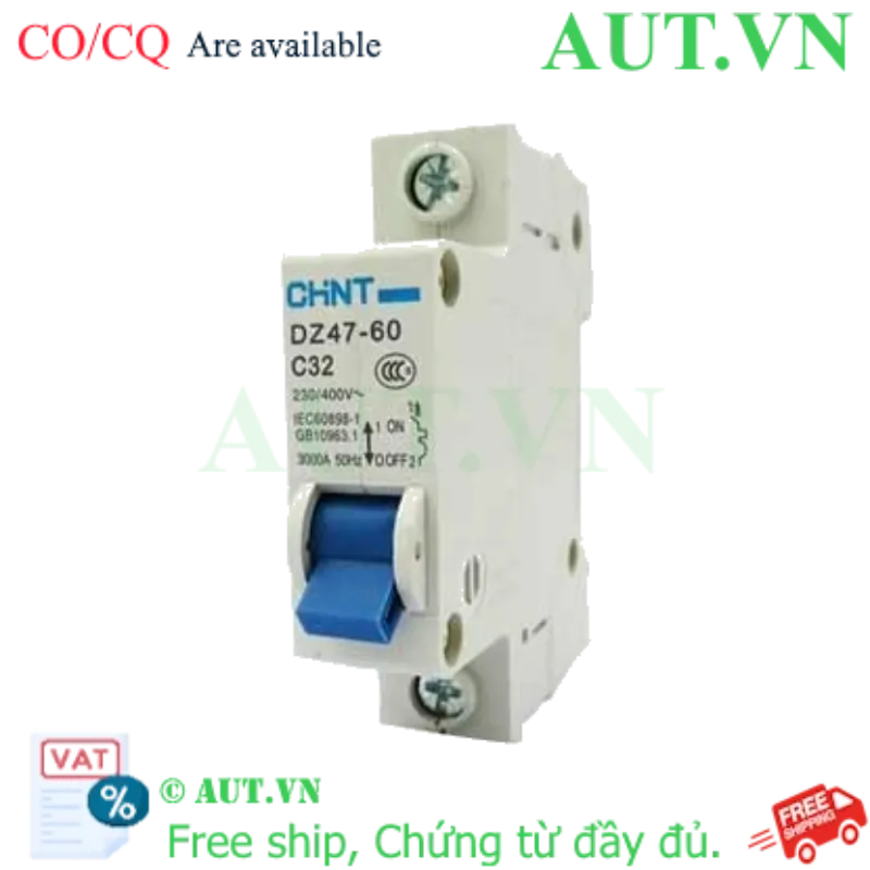 Ảnh của Aptomat cài (MCB) CHINT DZ47-60 C32-1P-3kA 