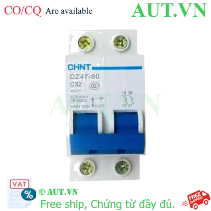 Ảnh của Aptomat cài (MCB) CHINT DZ47-60 C32-2P-6kA 
