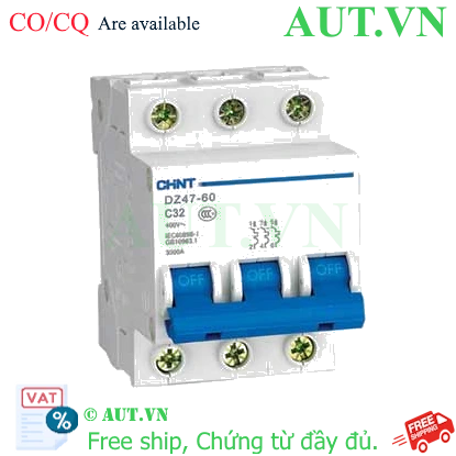 Ảnh của Aptomat cài (MCB) CHINT DZ47-60 C32-3P-3kA 