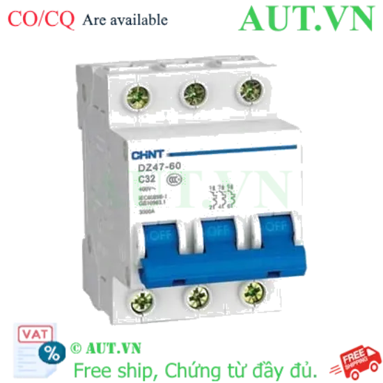 Ảnh của Aptomat cài (MCB) CHINT DZ47-60 C32-3P-3kA 