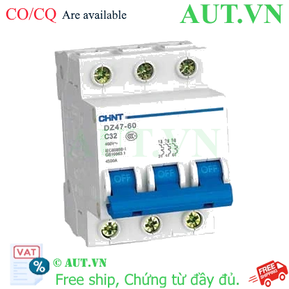 Ảnh của Aptomat cài (MCB) CHINT DZ47-60 C32-3P-4.5kA 