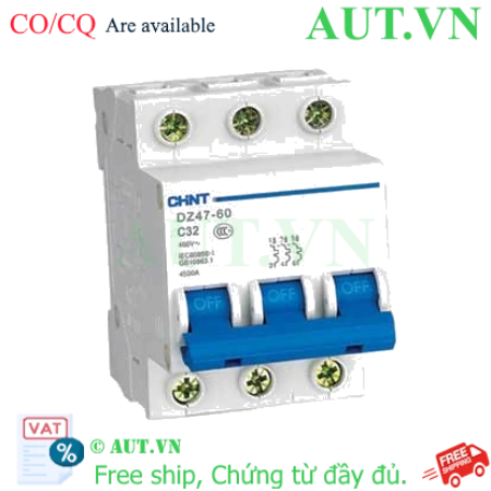 Ảnh của Aptomat cài (MCB) CHINT DZ47-60 C32-3P-4.5kA 