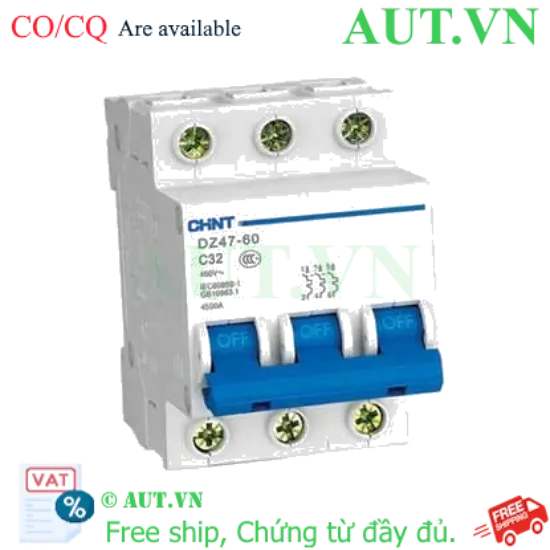 Ảnh của Aptomat cài (MCB) CHINT DZ47-60 C32-3P-4.5kA 