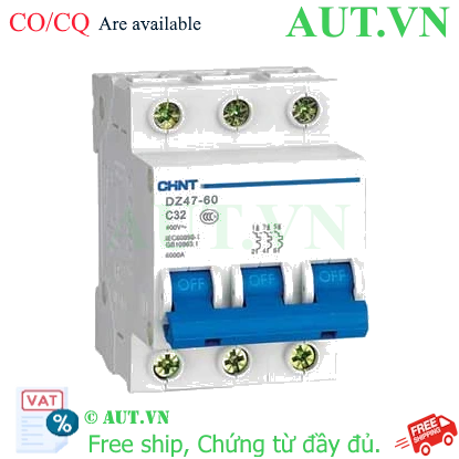 Ảnh của Aptomat cài (MCB) CHINT DZ47-60 C32-3P-6kA 