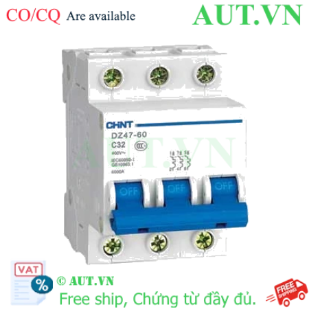 Ảnh của Aptomat cài (MCB) CHINT DZ47-60 C32-3P-6kA 