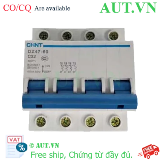 Ảnh của Aptomat cài (MCB) CHINT DZ47-60 C32-4P-3kA 