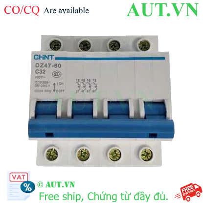 Ảnh của Aptomat cài (MCB) CHINT DZ47-60 C32-4P-4.5kA 