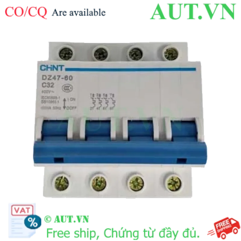 Ảnh của Aptomat cài (MCB) CHINT DZ47-60 C32-4P-6kA 