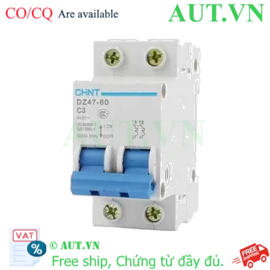 Ảnh của Aptomat cài (MCB) CHINT DZ47-60 C3-2P-3kA 