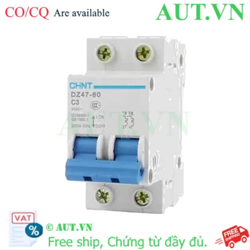 Ảnh của Aptomat cài (MCB) CHINT DZ47-60 C3-2P-3kA 