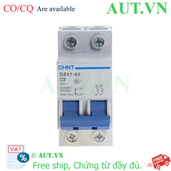 Ảnh của Aptomat cài (MCB) CHINT DZ47-60 C3-2P-6kA 