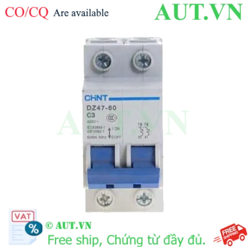 Ảnh của Aptomat cài (MCB) CHINT DZ47-60 C3-2P-6kA 