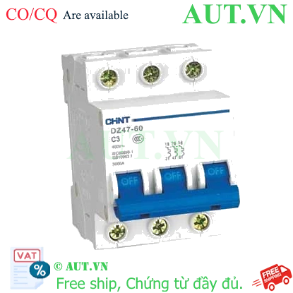 Ảnh của Aptomat cài (MCB) CHINT DZ47-60 C3-3P-3kA 