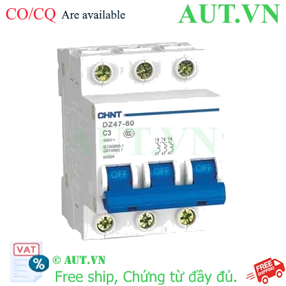 Ảnh của Aptomat cài (MCB) CHINT DZ47-60 C3-3P-6kA 