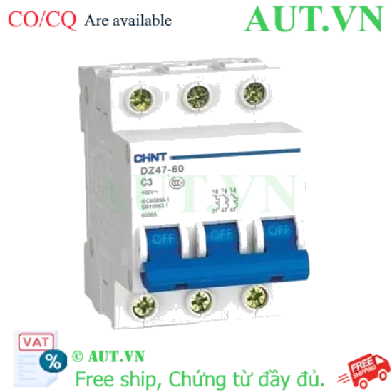 Ảnh của Aptomat cài (MCB) CHINT DZ47-60 C3-3P-6kA 