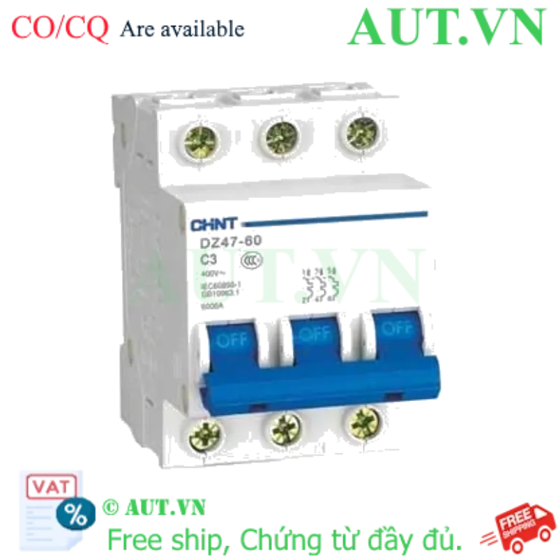 Ảnh của Aptomat cài (MCB) CHINT DZ47-60 C3-3P-6kA 