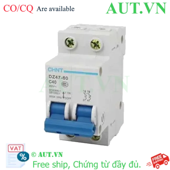 Ảnh của Aptomat cài (MCB) CHINT DZ47-60 C40-2P-3kA 