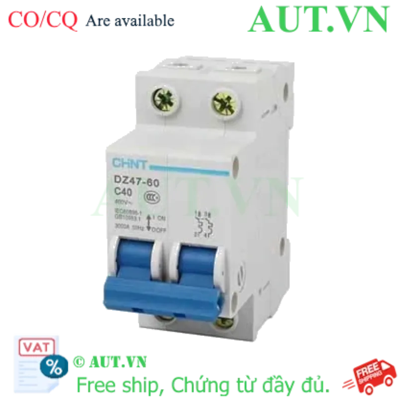 Ảnh của Aptomat cài (MCB) CHINT DZ47-60 C40-2P-3kA 