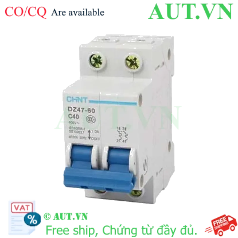 Ảnh của Aptomat cài (MCB) CHINT DZ47-60 C40-2P-4.5kA 