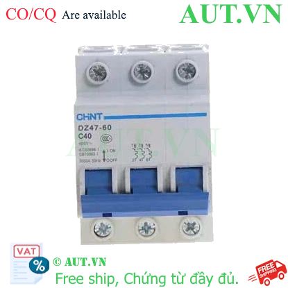 Ảnh của Aptomat cài (MCB) CHINT DZ47-60 C40-3P-3kA 