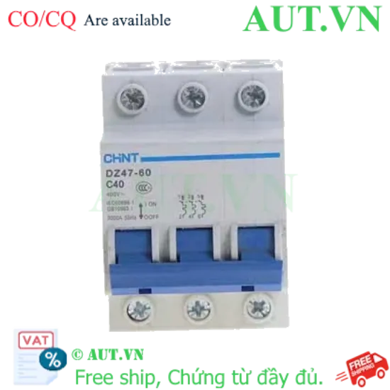 Ảnh của Aptomat cài (MCB) CHINT DZ47-60 C40-3P-3kA 