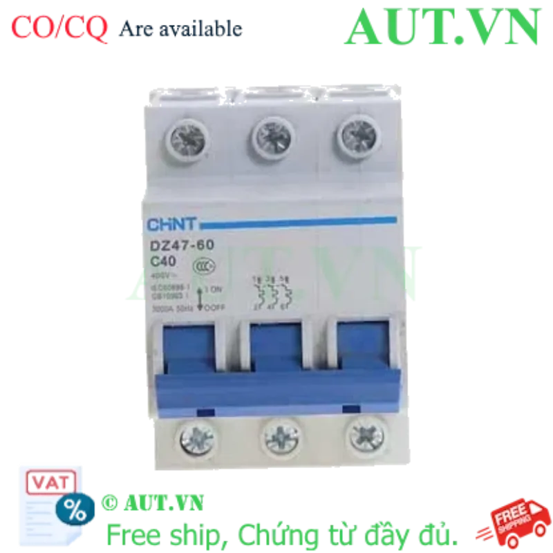 Ảnh của Aptomat cài (MCB) CHINT DZ47-60 C40-3P-3kA 