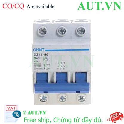 Ảnh của Aptomat cài (MCB) CHINT DZ47-60 C40-3P-6kA 