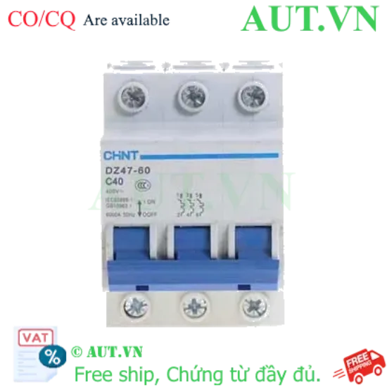 Ảnh của Aptomat cài (MCB) CHINT DZ47-60 C40-3P-6kA 