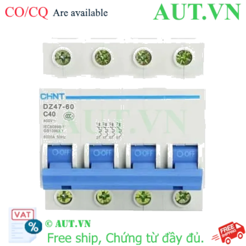 Ảnh của Aptomat cài (MCB) CHINT DZ47-60 C40-4P-6kA 