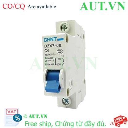 Ảnh của Aptomat cài (MCB) CHINT DZ47-60 C4-1P-3kA 