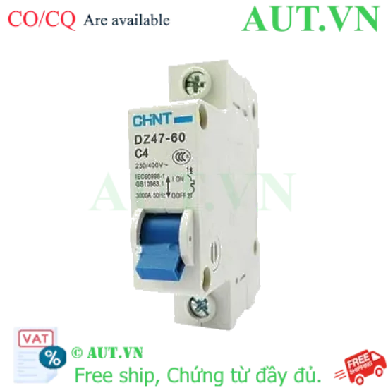 Ảnh của Aptomat cài (MCB) CHINT DZ47-60 C4-1P-3kA 