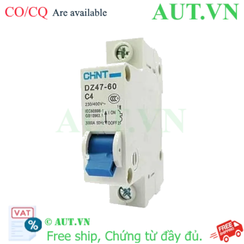 Ảnh của Aptomat cài (MCB) CHINT DZ47-60 C4-1P-3kA 