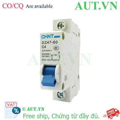 Ảnh của Aptomat cài (MCB) CHINT DZ47-60 C4-1P-4.5kA 