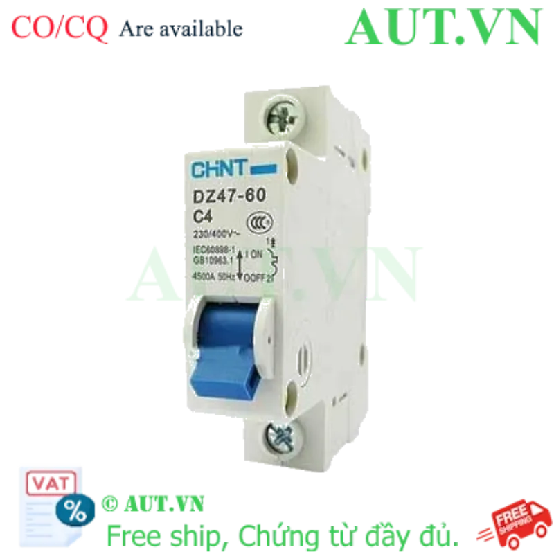 Ảnh của Aptomat cài (MCB) CHINT DZ47-60 C4-1P-4.5kA 